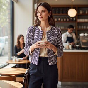 J.‎ Crew Style 96539 Navy Tweed Jacket Sz 2 #164F